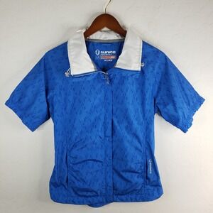Sunice Jacket Women's Small Blue Geometric Full Zip Sport X20 Golf‎ Windbreaker